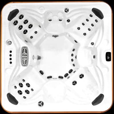 Arctic Spas Tundra model, top view of the Legend jet configuration